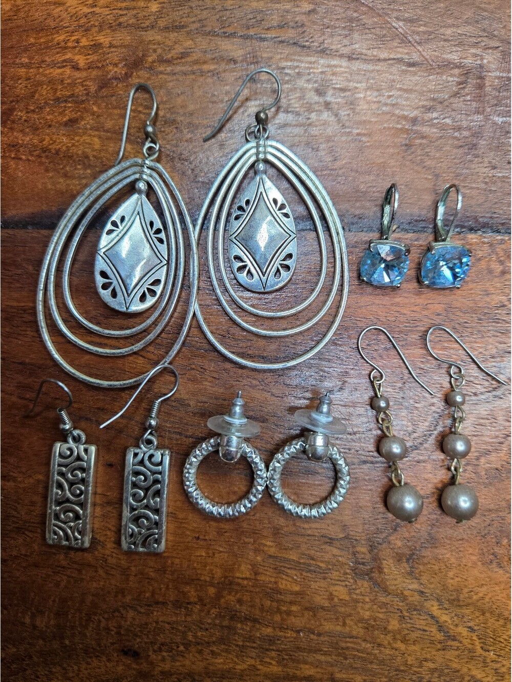 Set of 5 Vintage Style Mixed Metal Earrings